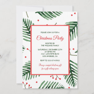 Weihnachts-Party Elegante Evergreen Einladung