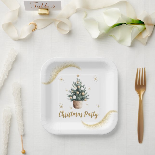 Weihnachts-Party Elegantes Goldenes Dessert Pappteller (Hochzeit)