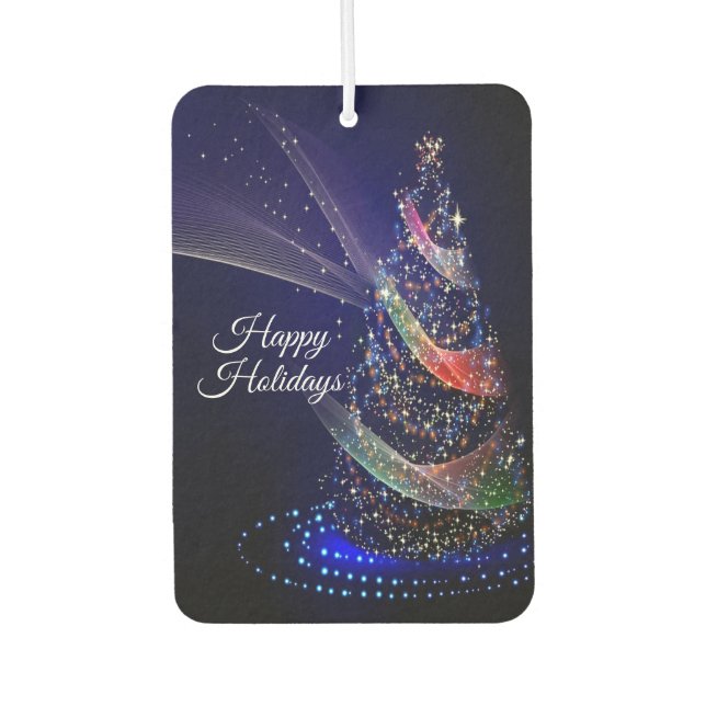 Weihnachts Party farbenfrohe Bäume Navy Blue Rusti Autolufterfrischer (Vorderseite)