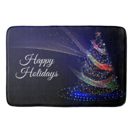 Weihnachts Party farbenfrohe Bäume Navy Blue Rusti Badematte
