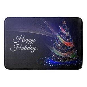Weihnachts Party farbenfrohe Bäume Navy Blue Rusti Badematte