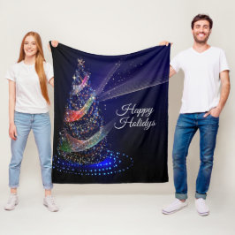 Weihnachts Party farbenfrohe Bäume Navy Blue Rusti Fleecedecke