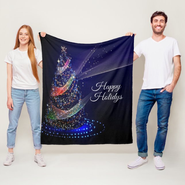Weihnachts Party farbenfrohe Bäume Navy Blue Rusti Fleecedecke (Beispiel)