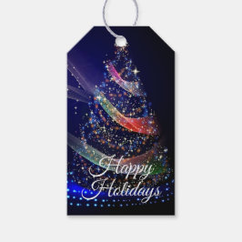 Weihnachts Party farbenfrohe Bäume Navy Blue Rusti Geschenkanhänger