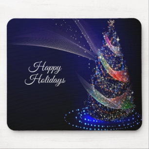 Weihnachts Party farbenfrohe Bäume Navy Blue Rusti Mousepad