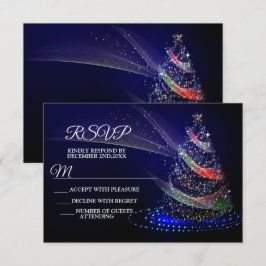 Weihnachts Party farbenfrohe Bäume Navy Blue Rusti RSVP Karte