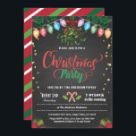 Weihnachts-Party Feiertag Party-chalkboard mistlet Einladung<br><div class="desc">[Alle Texte sind editierbar,  außer "Weihnachten"] Holen Sie sich dieses stilvolle Design jetzt! Occasion: Weihnachten,  Feiertag Thema: Unter dem Mistletostil: modern,  chic,  fröhlich,  lustig Farben: rot,  weiß,  grün,  festliche Farben,  Imitate gold Grafik: Kalkboard Hintergrund,  Weihnachtscreme,  farbenfrohe Weihnachtssaitenleuchte,  Misteloe,  Weihnachts-Blume,  Imitate goldenen Konfetti</div>