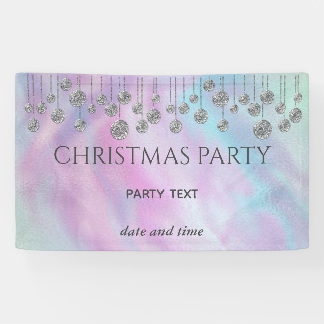Weihnachts-Party funkelnd Regenbogen holografisch Banner (Horizontal)
