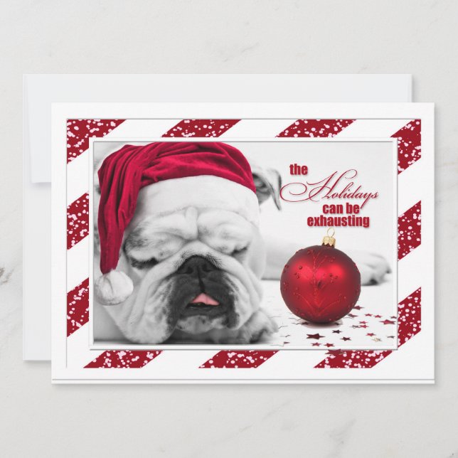 Weihnachts-Party Funny Bulldog Santa Einladung (Vorderseite)
