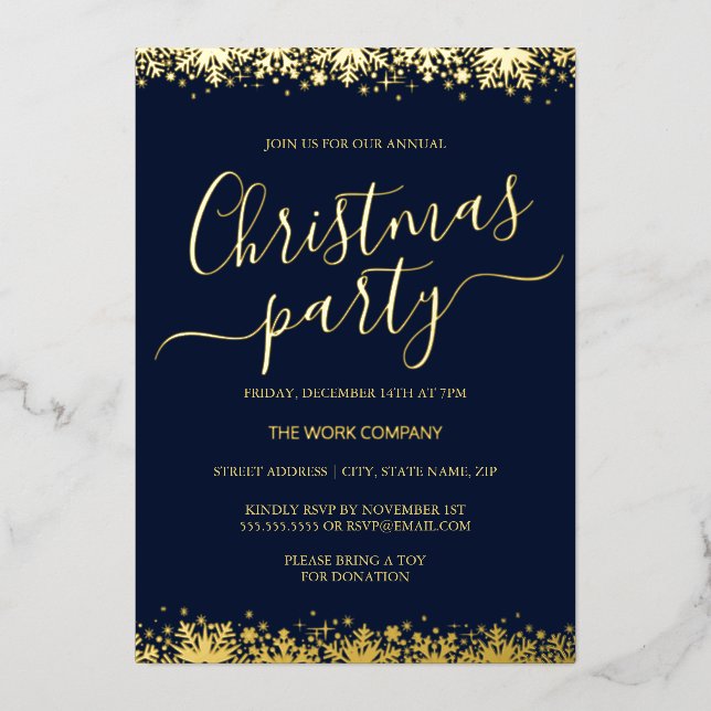 Weihnachts-Party für Navy Folieneinladung (Vorderseite)