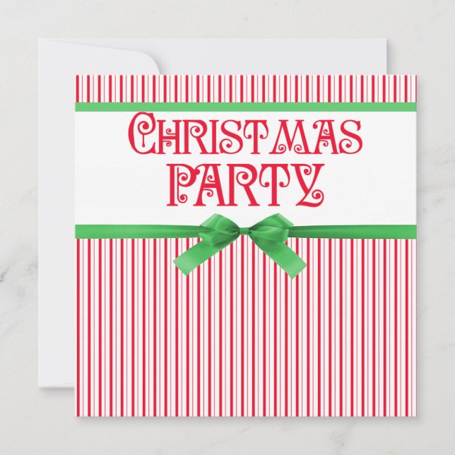 Weihnachts-Party gestreifte klassische Square-Ribb Einladung (Vorderseite)