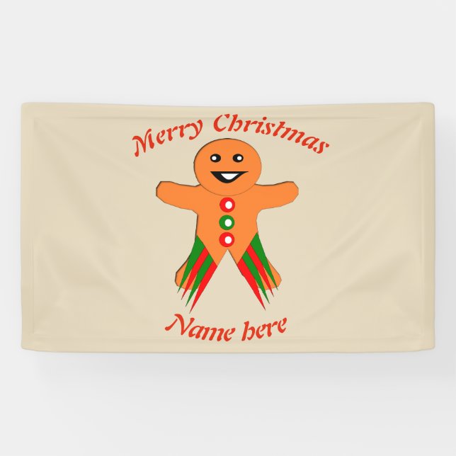 Weihnachts-Party Gingerbread Man Custom Banner (Horizontal)