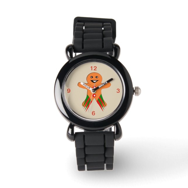 Weihnachts-Party Gingerbrei Mann Kinder beobachten Armbanduhr (Vorderseite)