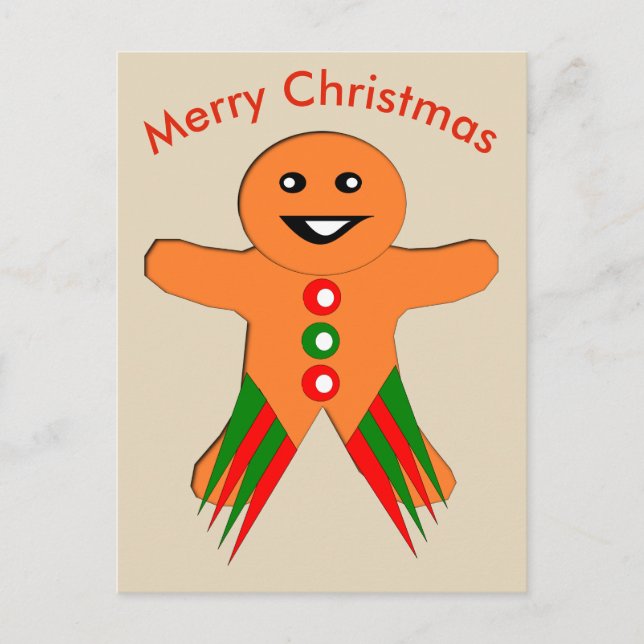 Weihnachts-Party Gingerbrot Mann Postkarte (Vorderseite)