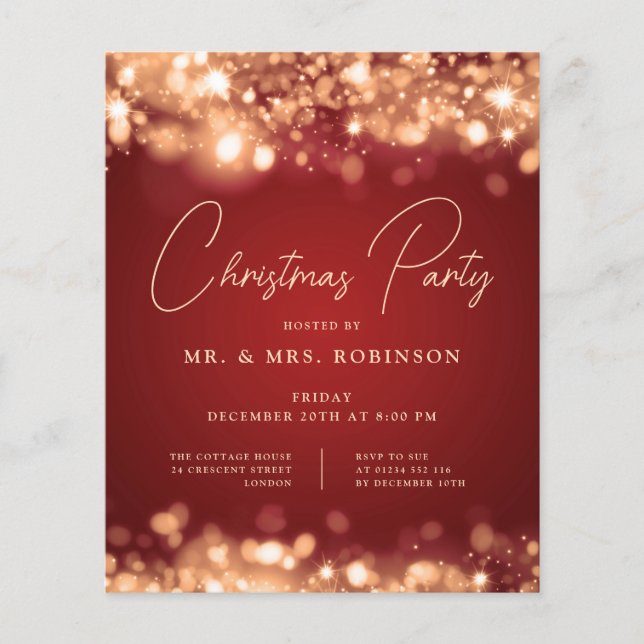 Weihnachts Party Glam Gold Red Lights Flyer (Vorne)