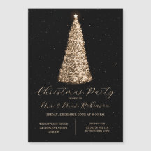 Weihnachts-Party Glam Goldene Tree Sparkle Einladu
