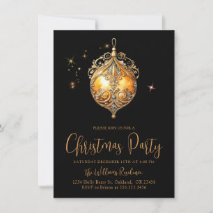 Weihnachts-Party Gold Black Holiday Bulle Einladung
