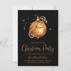 Weihnachts-Party Gold Black Holiday Bulle Einladung