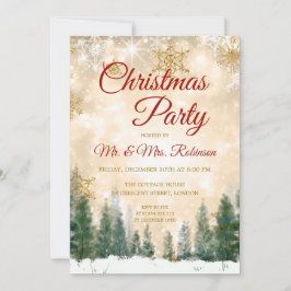 Weihnachts-Party Gold Winter Wonderland Einladung