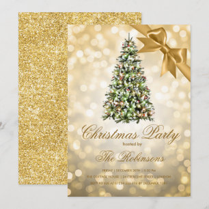 Weihnachts-Party   Gold Xmas Treppenhäuser Einladung