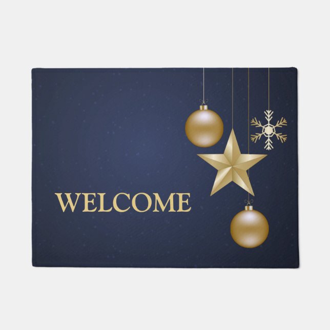 Weihnachts-Party Golden Ornament Navy Fußmatte (Vorderseite)