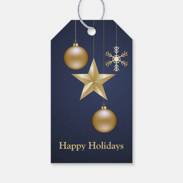 Weihnachts-Party Golden Ornament Navy Geschenkanhänger (Vorderseite)