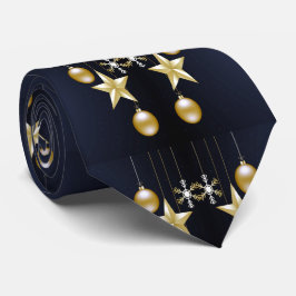 Weihnachts-Party Golden Ornaments Navy Blue Krawatte