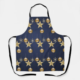 Weihnachts-Party Golden Ornaments Navy Schürze