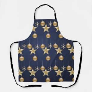 Weihnachts-Party Golden Ornaments Navy Schürze