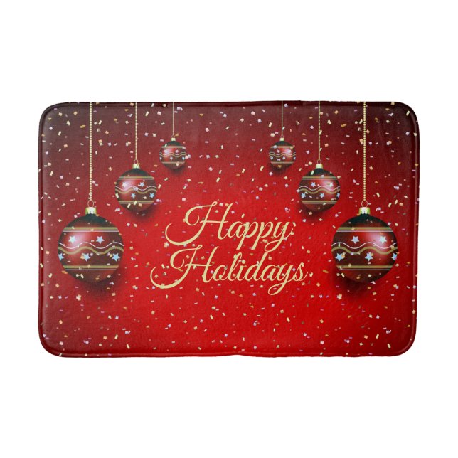 Weihnachts-Party Golden Red Winter Holidays Badematte (Vorderseite)