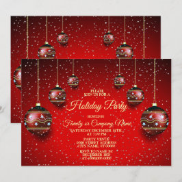 Weihnachts-Party Golden Red Winter Holidays Einladung
