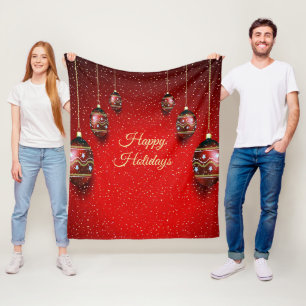 Weihnachts-Party Golden Red Winter Holidays Fleecedecke
