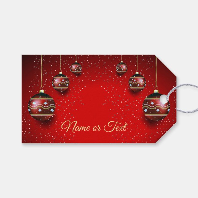 Weihnachts-Party Golden Red Winter Holidays Geschenkanhänger (Vorderseite (Horizontal))