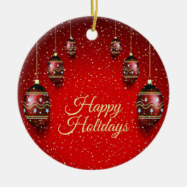 Weihnachts-Party Golden Red Winter Holidays Keramik Ornament