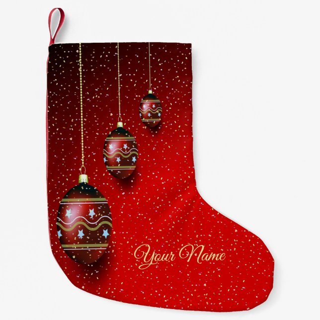 Weihnachts-Party Golden Red Winter Holidays Kleiner Weihnachtsstrumpf (Vorderseite)