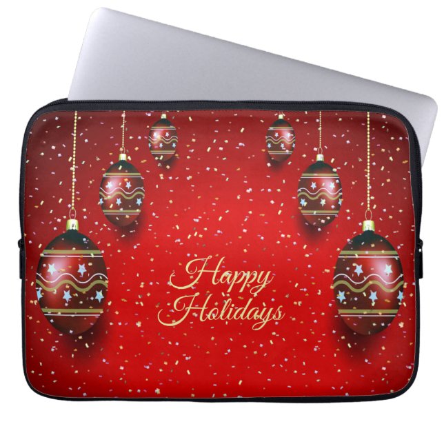 Weihnachts-Party Golden Red Winter Holidays Laptopschutzhülle (Vorderseite)