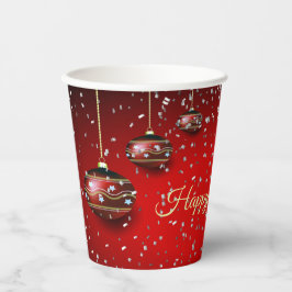 Weihnachts-Party Golden Red Winter Holidays Pappbecher
