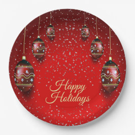 Weihnachts-Party Golden Red Winter Holidays Pappteller