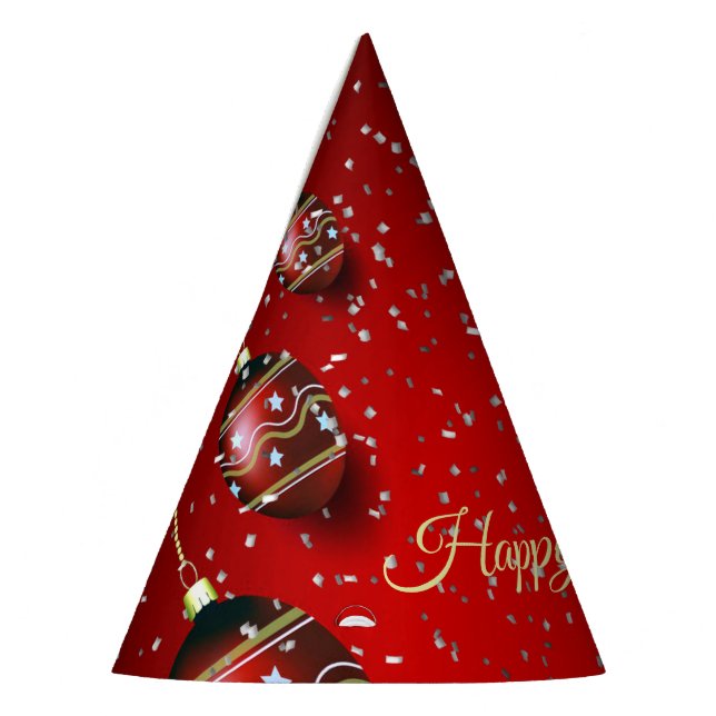 Weihnachts-Party Golden Red Winter Holidays Partyhütchen (Links)