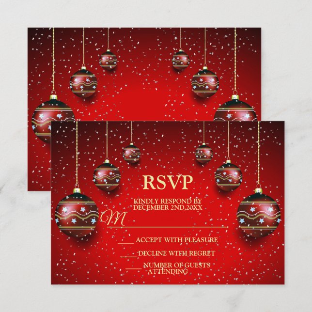 Weihnachts-Party Golden Red Winter Holidays RSVP Karte (Vorne/Hinten)