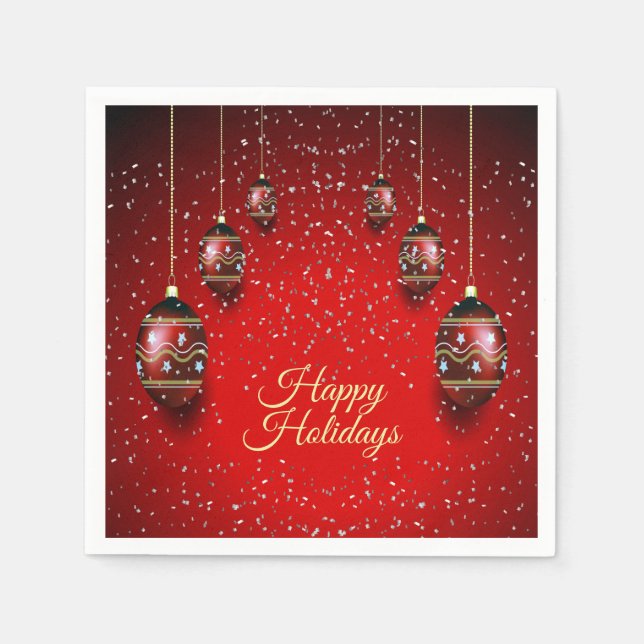 Weihnachts-Party Golden Red Winter Holidays Serviette (Vorderseite)