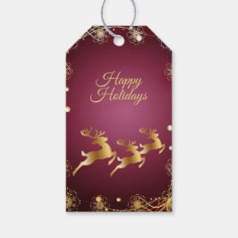 Weihnachts-Party Golden Rentiers Rosa Elegante Geschenkanhänger