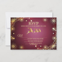 Weihnachts-Party Golden Rentiers Rosa Elegante RSVP Karte