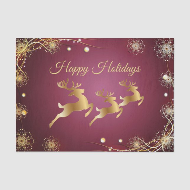 Weihnachts-Party Golden Rentiers Rosa Elegante Seidenpapier (Vorderseite)