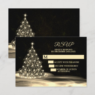 Weihnachts-Party Golden Shiny Tree Winter Schwarz RSVP Karte