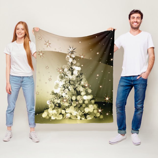 Weihnachts-Party Golden Tree Shiny Sparkle Fleecedecke (Beispiel)
