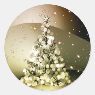 Weihnachts-Party Golden Tree Shiny Sparkle Runder Aufkleber