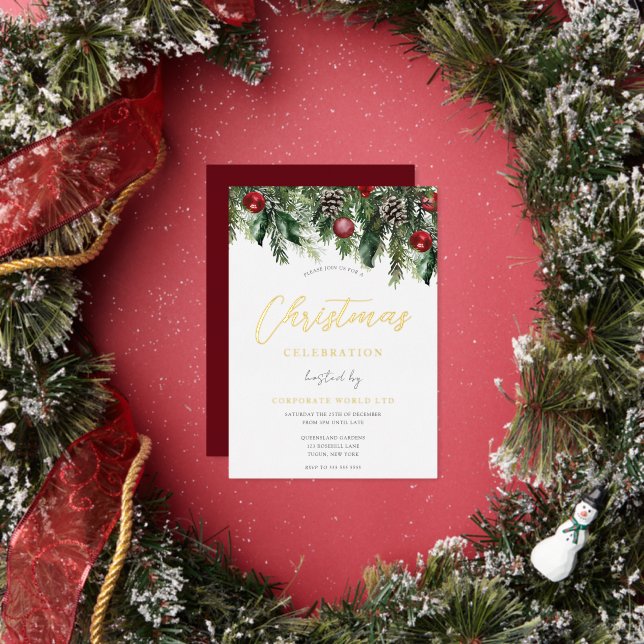 Weihnachts-Party Goldene Foil Einladung (Insitu)