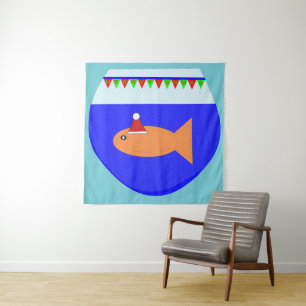 Weihnachts-Party Goldfish Custom Tapestry Wandteppich