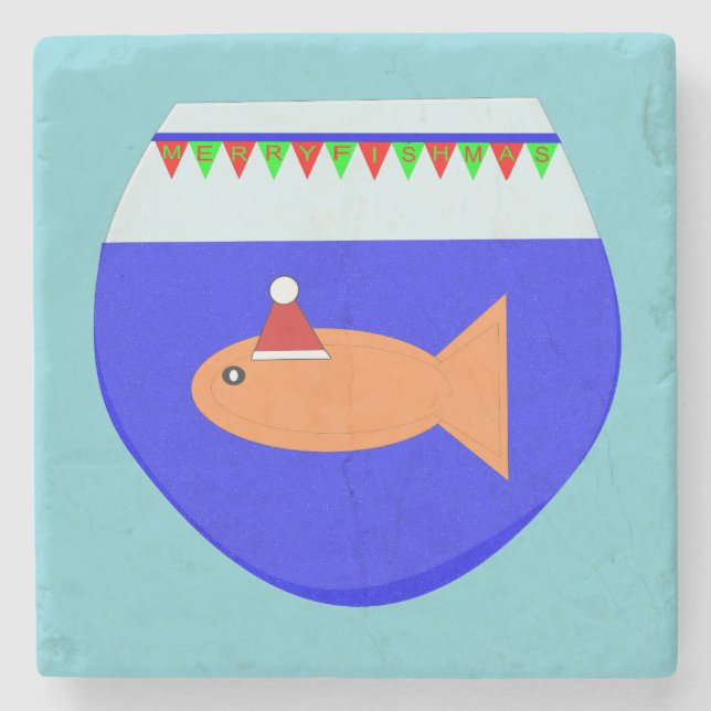 Weihnachts-Party Goldfish Steinuntersetzer (Vorderseite)